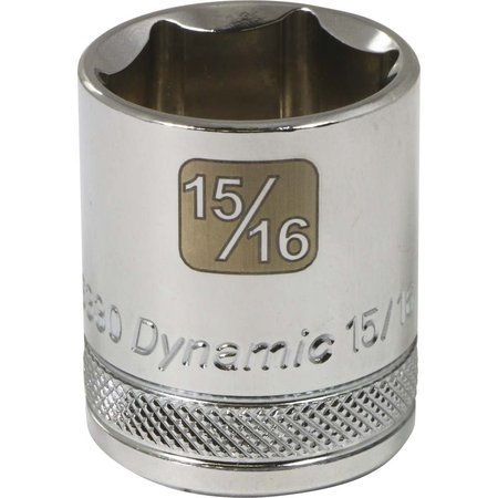 DYNAMIC Tools 1/2" Drive 6 Point SAE, 15/16" Standard Length, Chrome Socket D016330